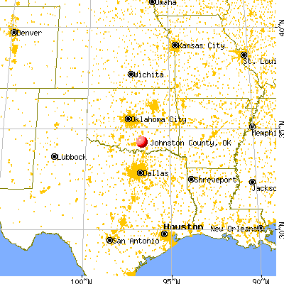 Johnston County, OK map from a distance