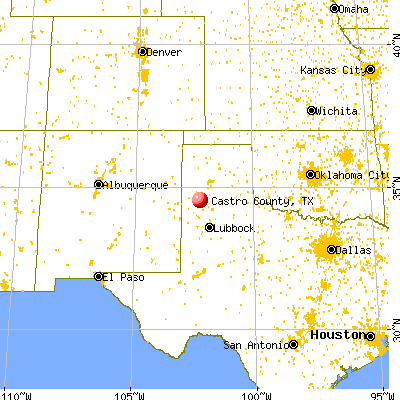 Castro County, TX map from a distance