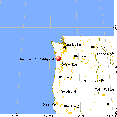 Wahkiakum County, WA map from a distance