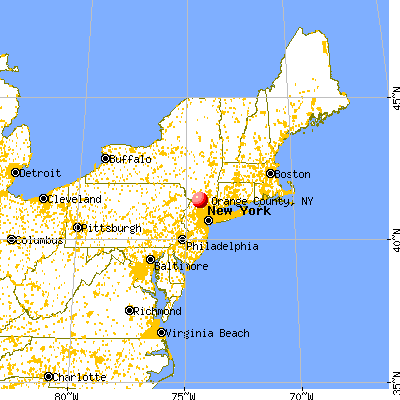 Orange County, NY map from a distance