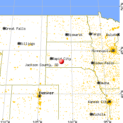 Jackson County, SD map from a distance