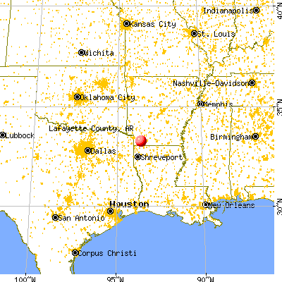 Lafayette County, AR map from a distance