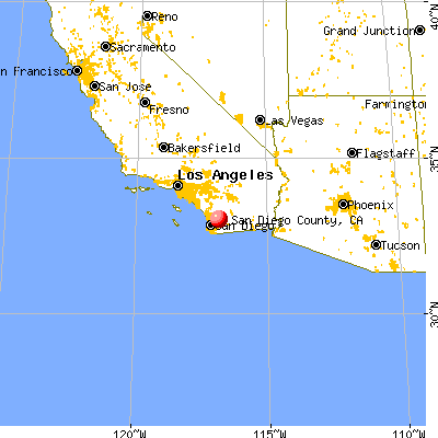 San Diego County, CA map from a distance