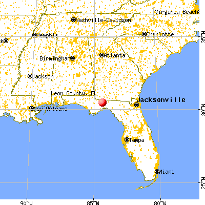 Leon County, FL map from a distance