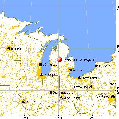 Isabella County, MI map from a distance