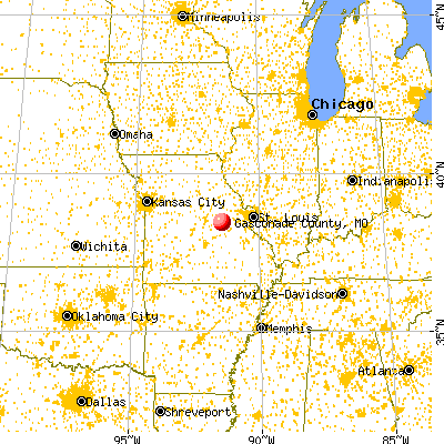 Gasconade County, MO map from a distance