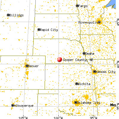 Gosper County, NE map from a distance