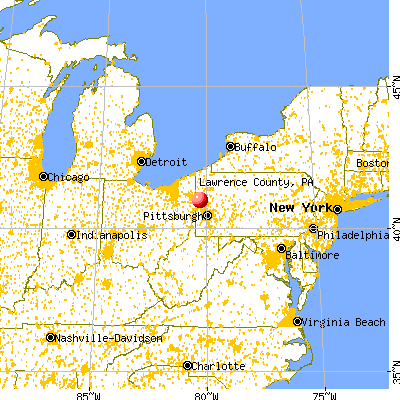 Lawrence County, PA map from a distance