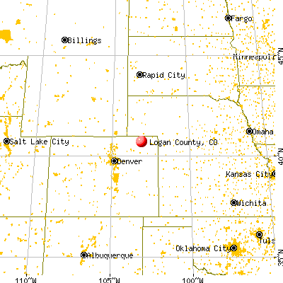 Logan County, CO map from a distance