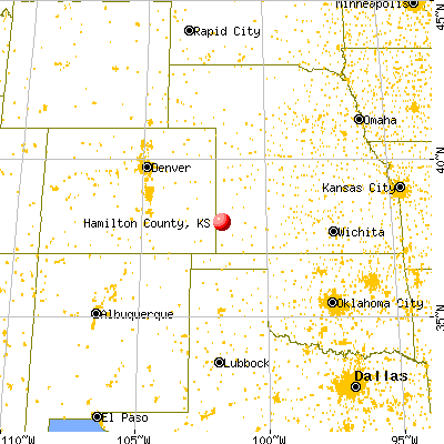 Hamilton County, KS map from a distance