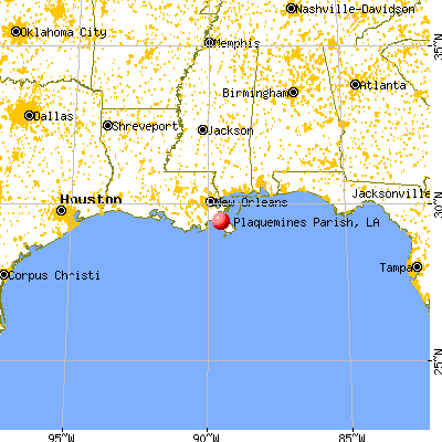 Plaquemines Parish Map by Zip