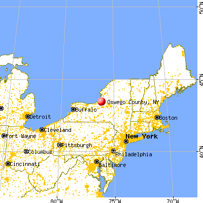 Oswego County, NY map from a distance