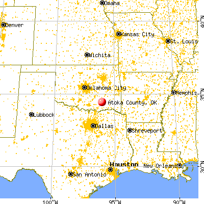 Atoka County, OK map from a distance