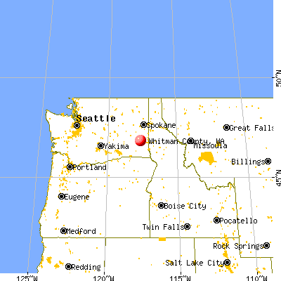 Whitman County, WA map from a distance