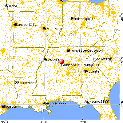 Lauderdale County, AL map from a distance