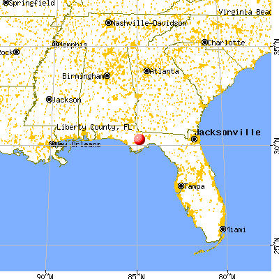 Liberty County, FL map from a distance