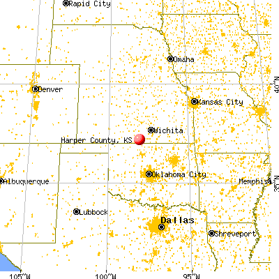 Harper County, KS map from a distance