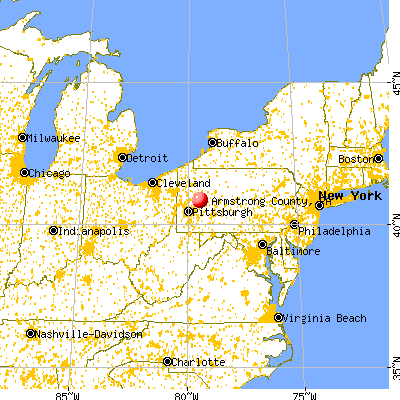 Armstrong County, PA map from a distance