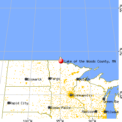 Lake of the Woods County, MN map from a distance
