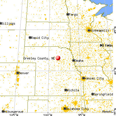 Greeley County, NE map from a distance