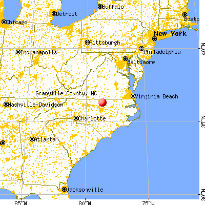Granville County, NC map from a distance