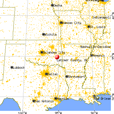 Latimer County, OK map from a distance