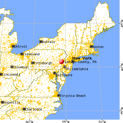 Lehigh County, PA map from a distance