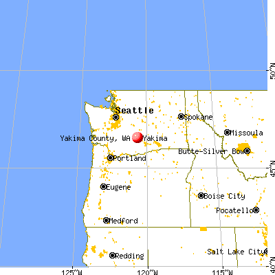 Yakima County, WA map from a distance