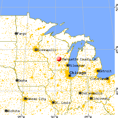 Marquette County, WI map from a distance