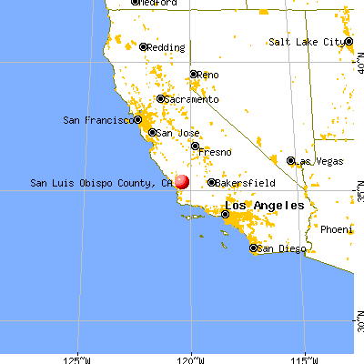 San Luis Obispo County, CA map from a distance