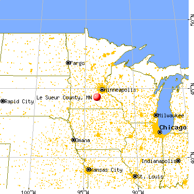 Le Sueur County, MN map from a distance