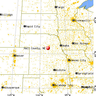 Hall County, NE map from a distance
