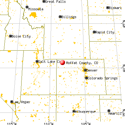 Moffat County, CO map from a distance