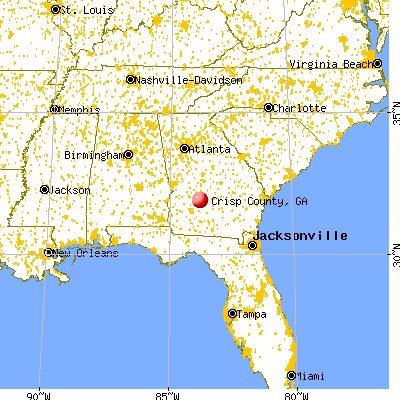 Crisp County, GA map from a distance