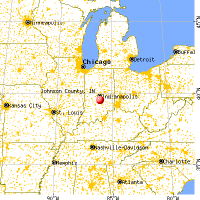 Johnson County, IN map from a distance