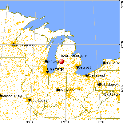 Kent County, MI map from a distance