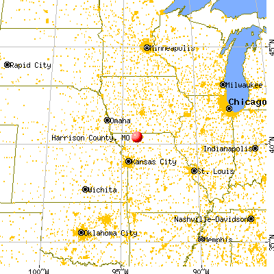 Harrison County, MO map from a distance