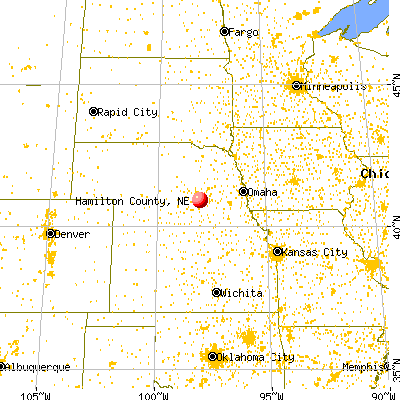 Hamilton County, NE map from a distance