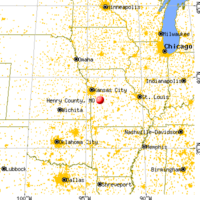 Henry County, MO map from a distance
