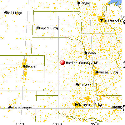 Harlan County, NE map from a distance