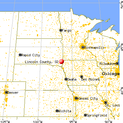 Lincoln County, SD map from a distance
