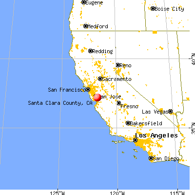 Santa Clara County, CA map from a distance