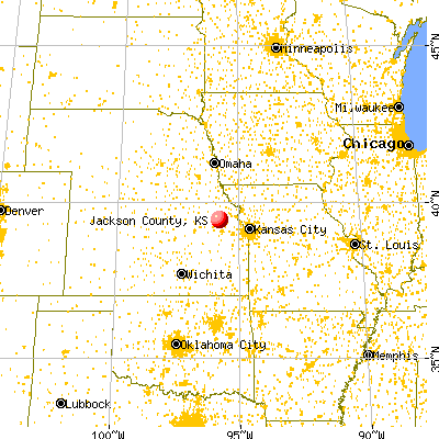 Jackson County, KS map from a distance