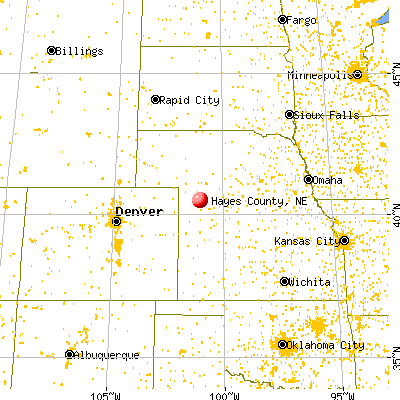 Hayes County, NE map from a distance