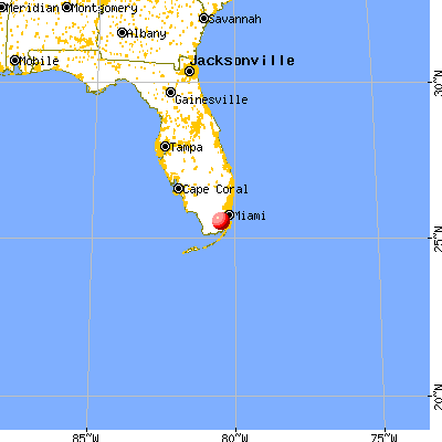 Miami-Dade County, FL map from a distance