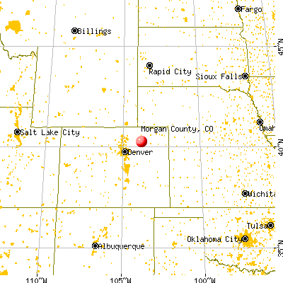 Morgan County, CO map from a distance