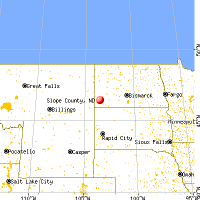 Slope County, ND map from a distance