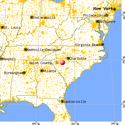 Union County, SC map from a distance