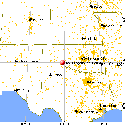 Collingsworth County, TX map from a distance