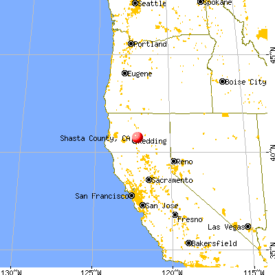 Shasta County, CA map from a distance
